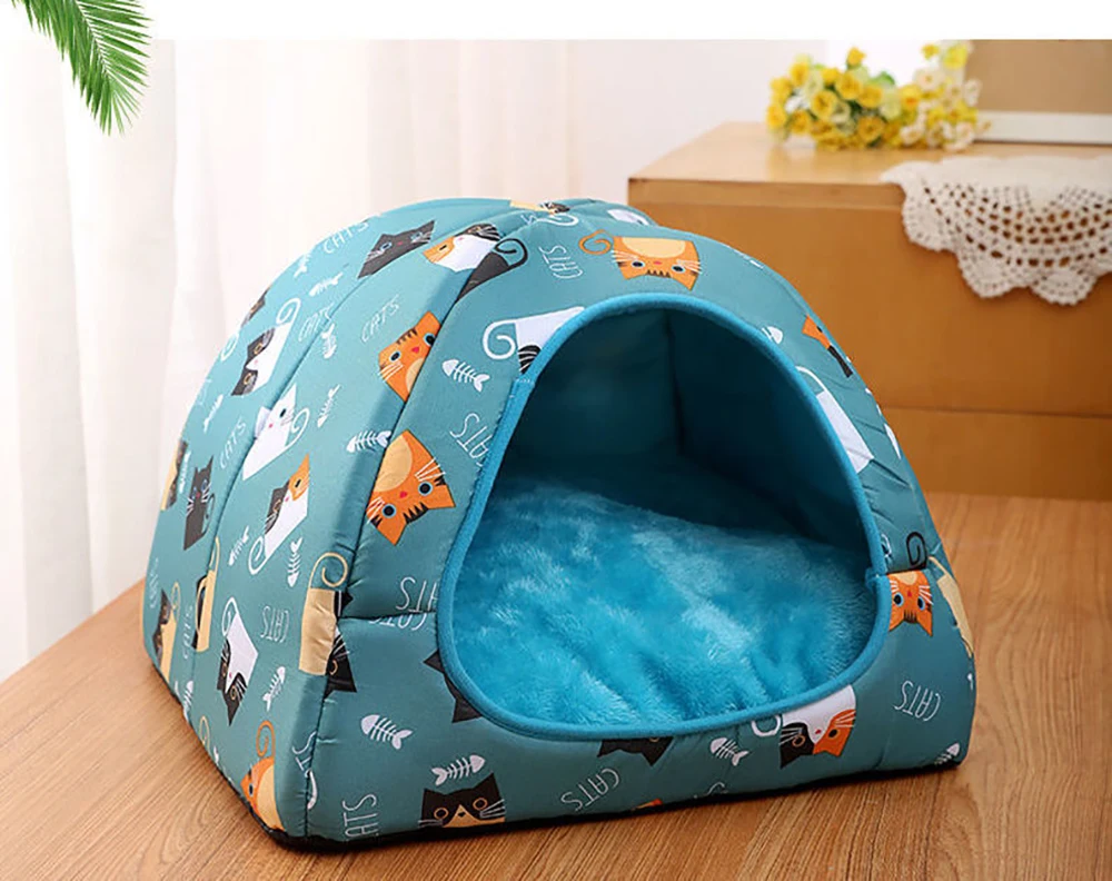 Vista lateral de la cama nido para mascotas