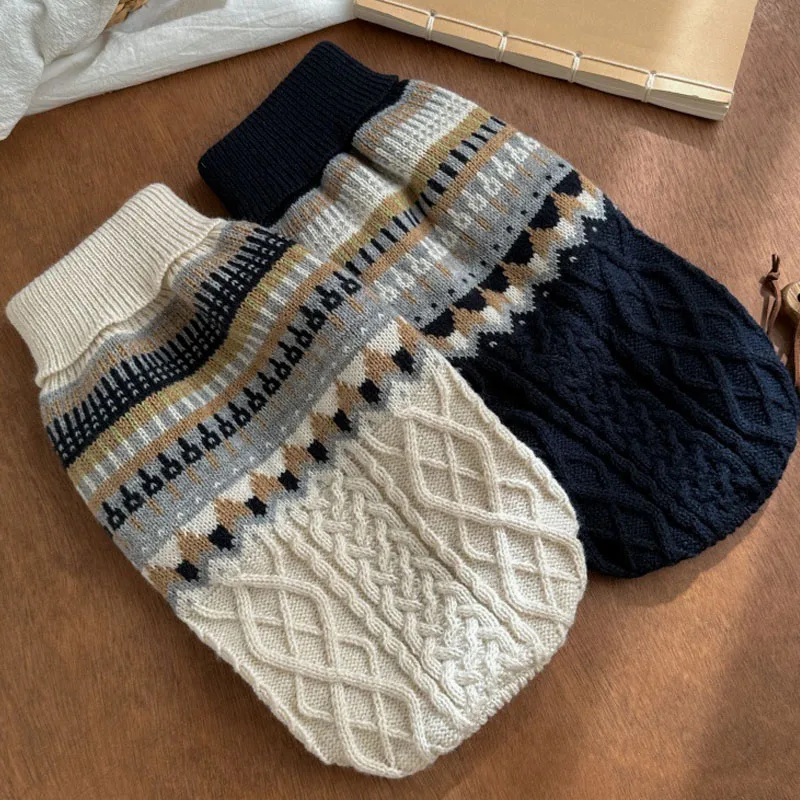 Ropa cálida para perros, suéter tejido de cuello alto para perros pequeños y medianos, disfraz de punto para perro salchicha, Chihuahua, trajes XS - imagen 4