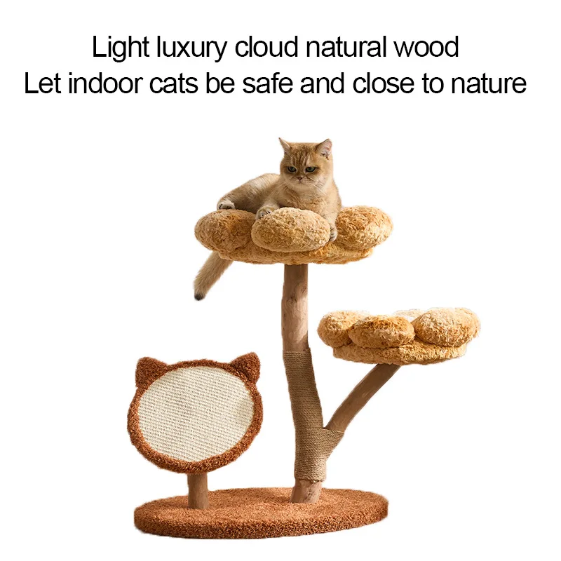 Torre rascador de madera para gatos compacta para pisos pequeños - imagen 4