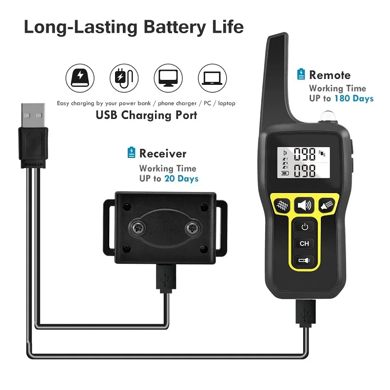 Collar vibratorio para perro de 1000M, Collar de entrenamiento para perro resistente al agua sin golpes con dispositivo antiladridos recargable a distancia para perros