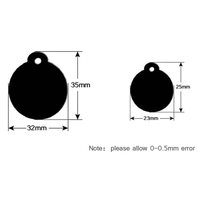 Venta al por mayor, 20 piezas, etiqueta para perro y gato, identificación, teléfono de aluminio, suministros personalizados, llaveros con dijes de forma redonda de aleación, placa de etiqueta para tienda - imagen 3