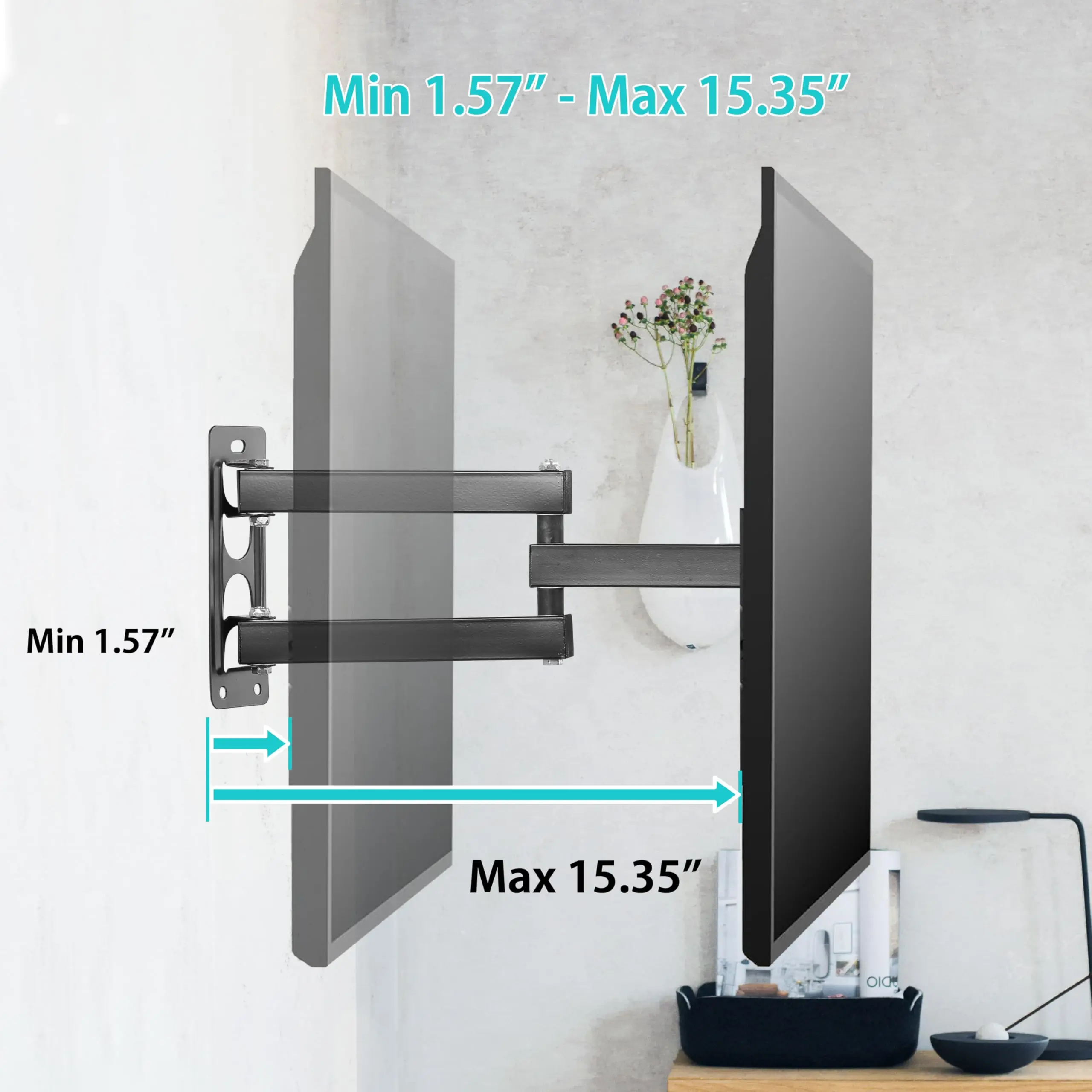 Soporte de pared para TV de movimiento completo para TV de 26-55 pulgadas, soporte flotante para TV, ajuste Horizontal de inclinación giratoria, soporte de pared para TV - imagen 4