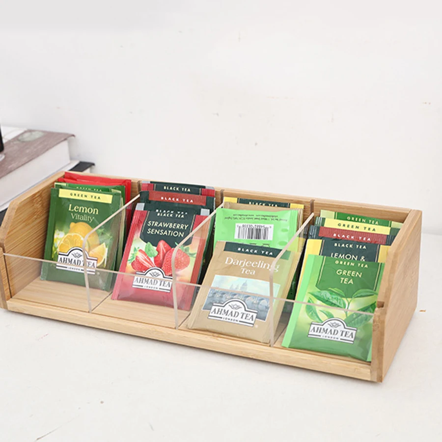 Caja de Bambú con Divisores para Bolsas de Té – Gatos y Perros - imagen 4