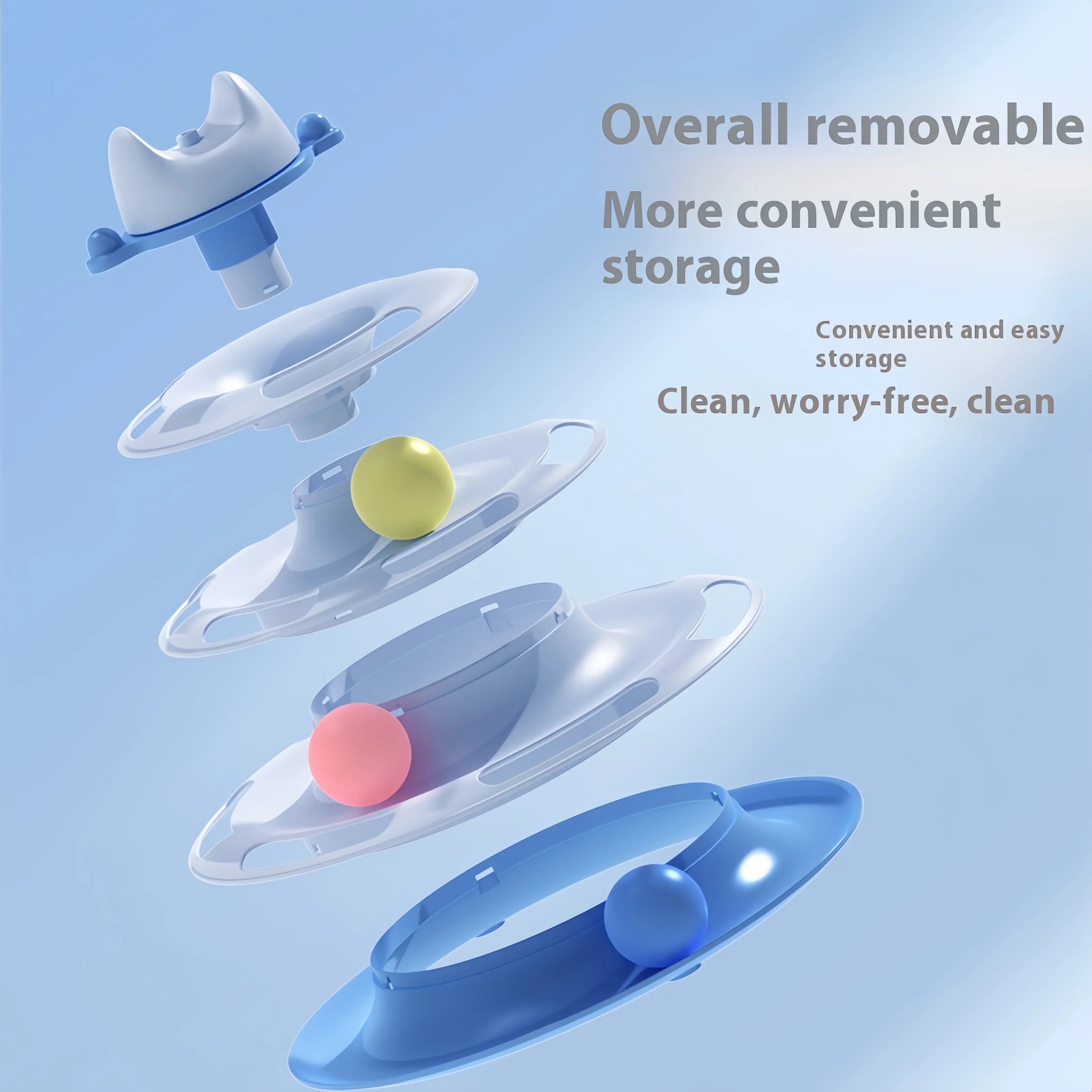 Juguetes para gatos, pista giratoria de cuatro capas, palo de plumas interactivo para gatos, juguetes, torre espacial, tablero de juego, juguete para gatos, suministros para mascotas - imagen 4