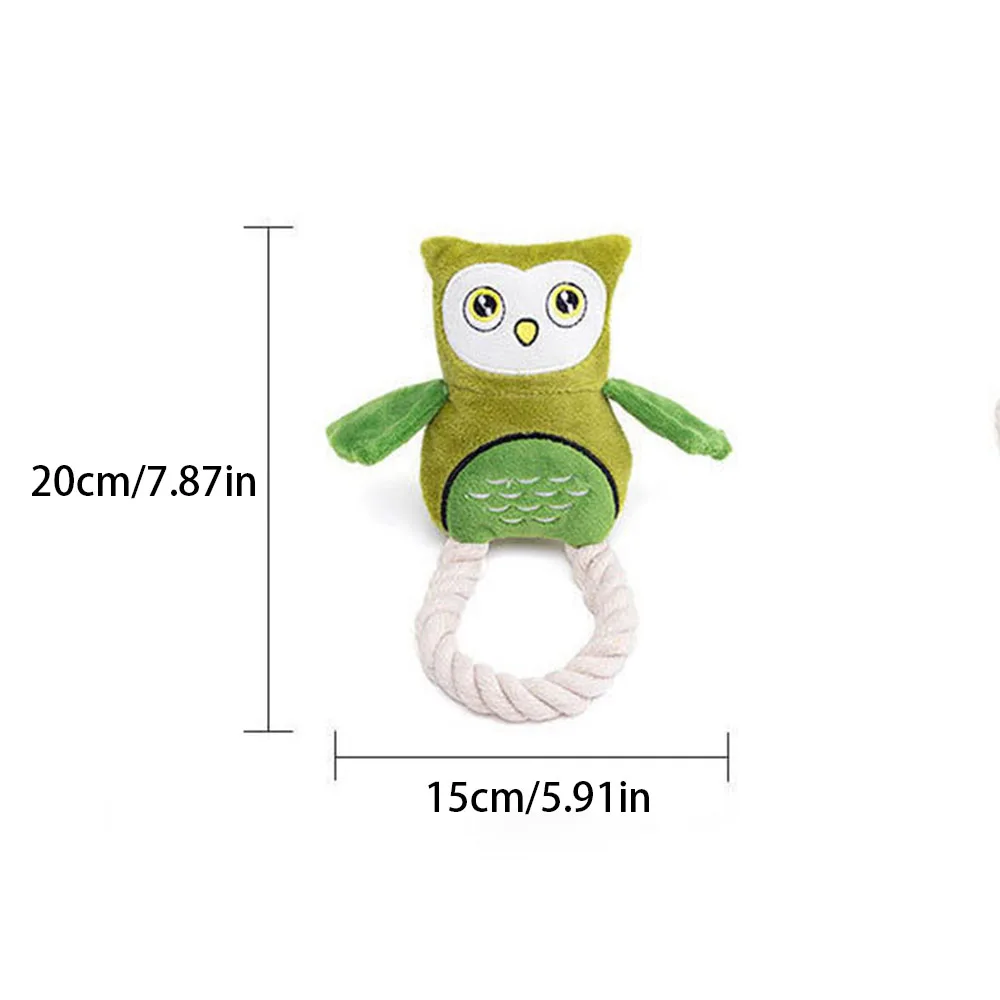 Juguete masticable para perros, búho de peluche con cuerda de algodón, juguete interactivo chirriante para mascotas para cachorros, perros pequeños y medianos, - imagen 5