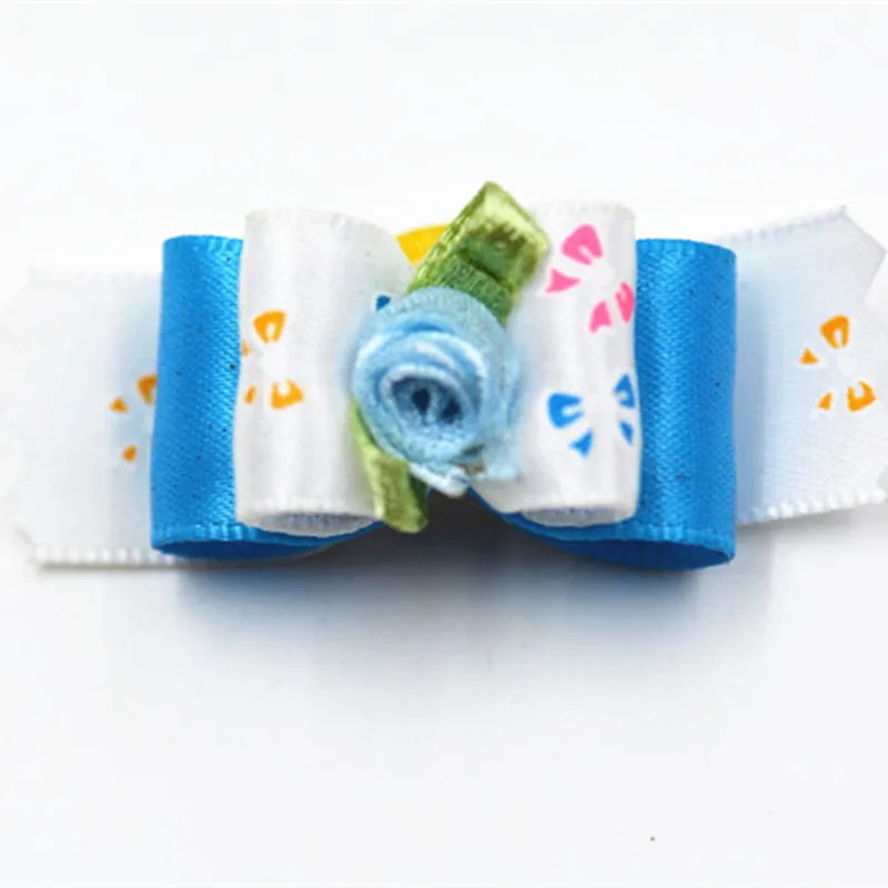 20/50/100 Uds. Lazos para perros, bandas de goma con flores rosas, adorno para el pelo de gato y cachorro, accesorios de aseo para lazos para perros, suministros para sombreros - imagen 4