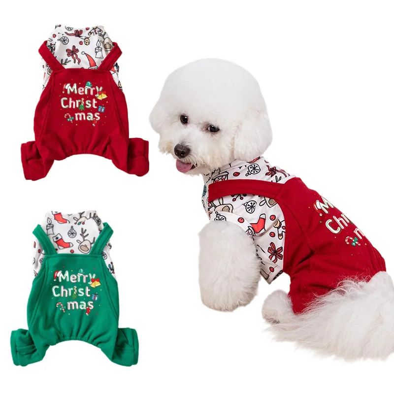 Mono de Navidad para mascotas, monos de otoño e invierno, chaqueta de peluche cálida, pijamas para perros, ropa para cachorros, pantalones de cuatro patas - imagen 5