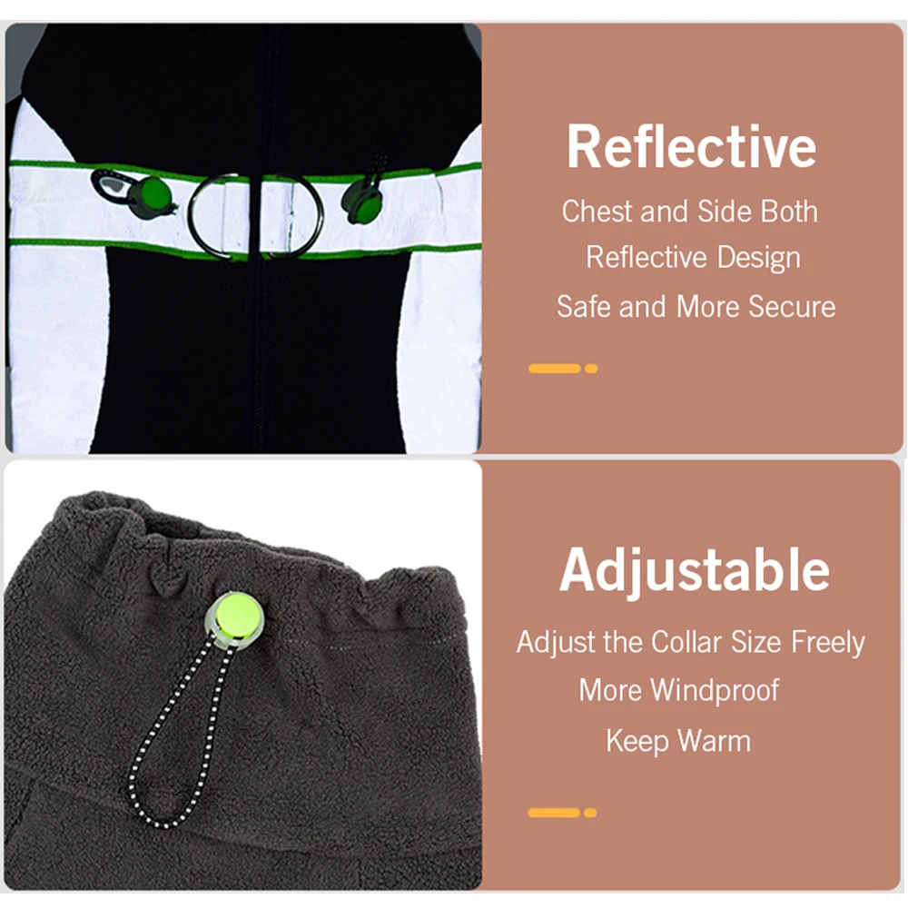Abrigo de lana cálido para perros con piernas, pijama reflectante seguro para cachorros, totalmente cerrado, vientre cortable, perros pequeños, otoño, invierno - imagen 4