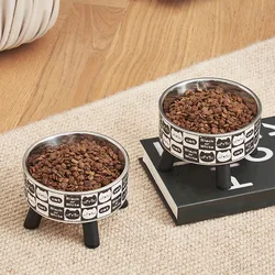 Cuenco de acero inoxidable para gatos con protección de cuello