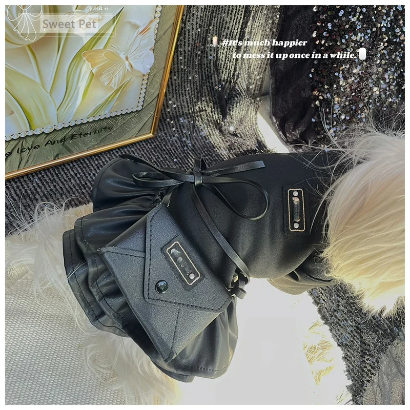 Vestido negro invierno con bolso para perros pequeños – Chihuahua y Maltés - imagen 3
