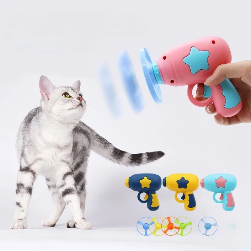 Lanzador discos voladores para gatos – Juguete interactivo persecución - imagen 2