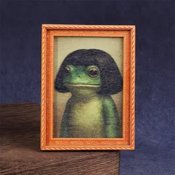 Mini marco de fotos de madera con forma de rana - iman para nevera