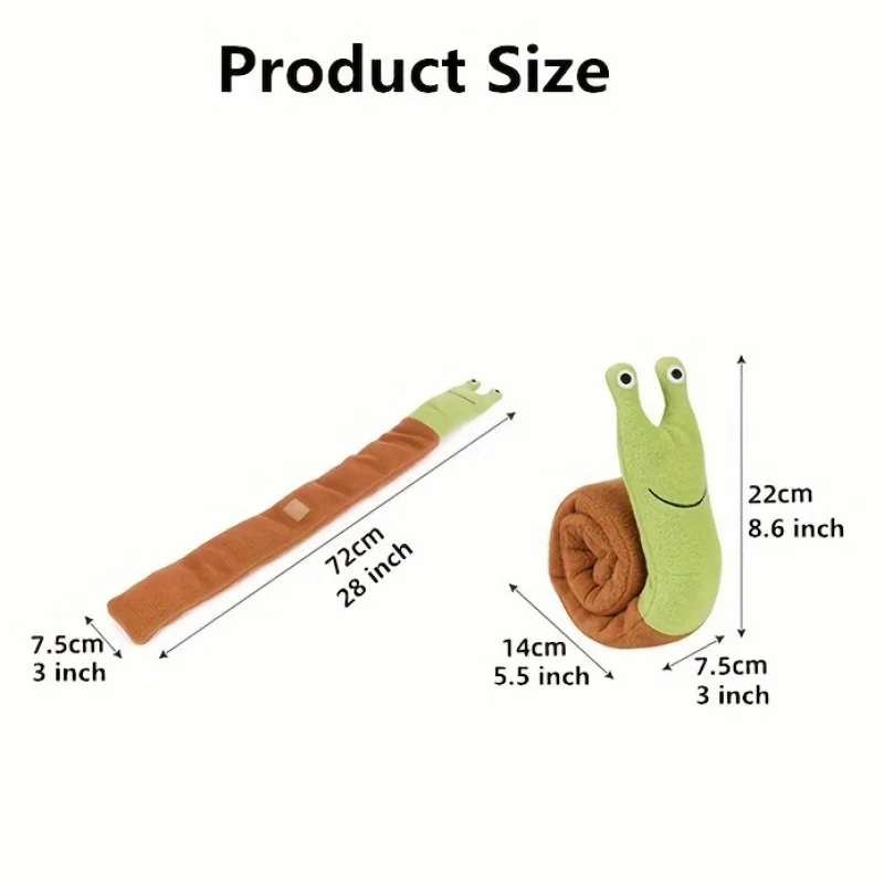 Juguete interactivo para perros de peluche de caracol, alimentador de rompecabezas suave y chirriante para habilidades de forrajeo y dentición, cierre adhesivo, diseño de caracol mágico - imagen 3