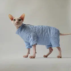 Chaqueta de algodón gruesa para gato Sphynx - abrigo invernal azul