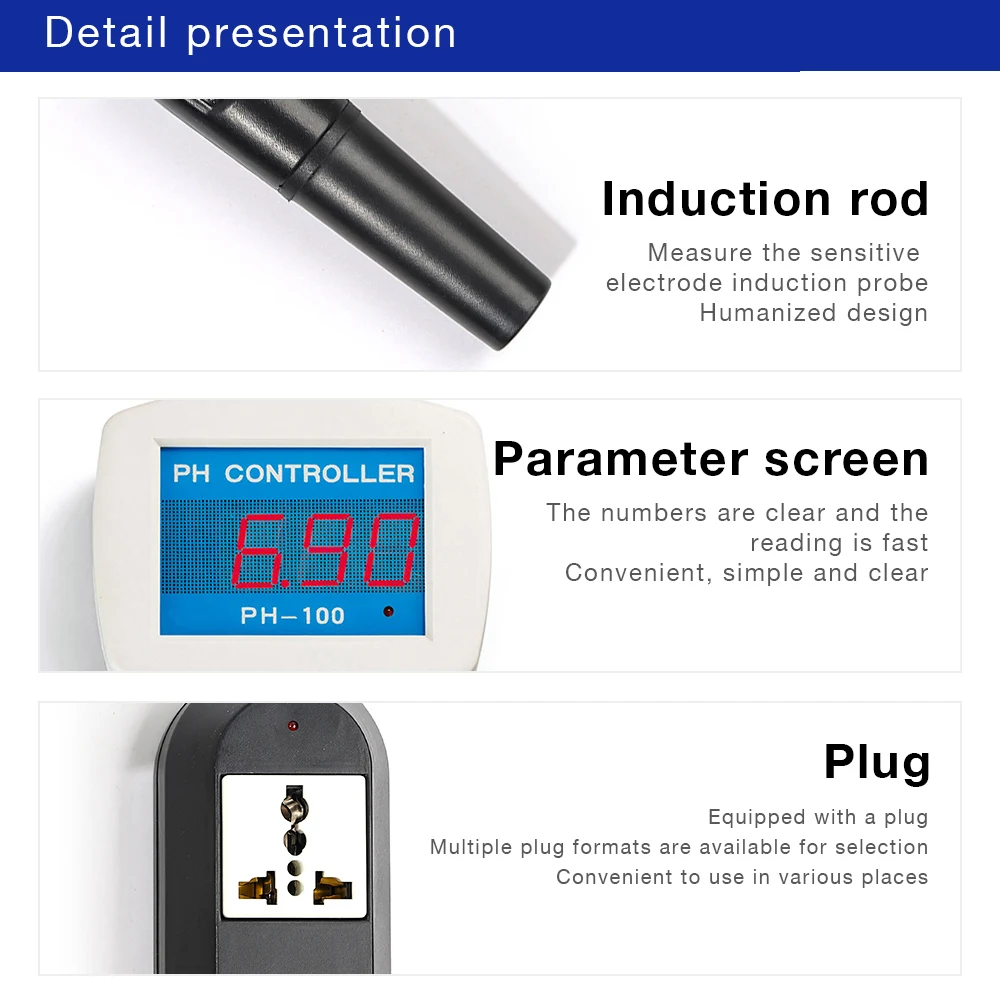 Controlador de PH en línea de 0-14pH, pantalla Digital, Detector de calidad del agua, Monitor de agua para piscina y pecera con electrodo compuesto de PH - imagen 4