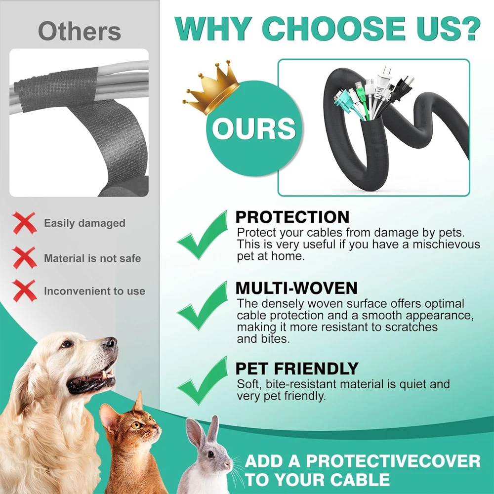Protector de Cable para perros y gatos, funda de Cable Flexible para fácil gestión de cables, protege los Cables de mascotas masticables para alimentación USB y Audio, 1 ud. - imagen 3