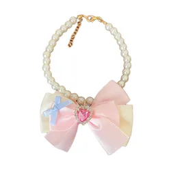 Collar de perlas con lazo para gatos y perros pequeños y medianos