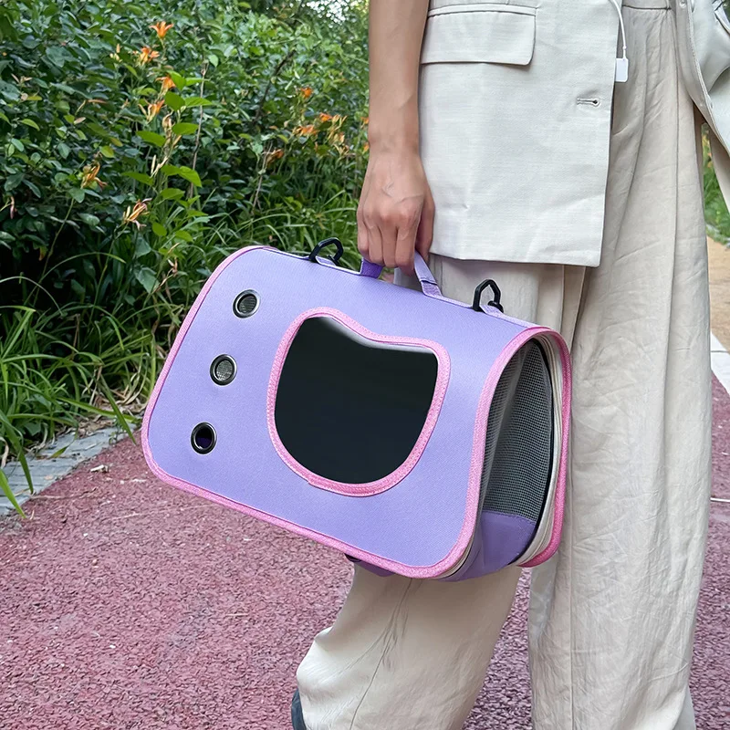 Bolsa transportadora portátil para mascotas para perros pequeños y gatos, bolsa plegable para gatos al aire libre, bolso de hombro transpirable para gatos, bolsa de transporte para gatitos - imagen 5