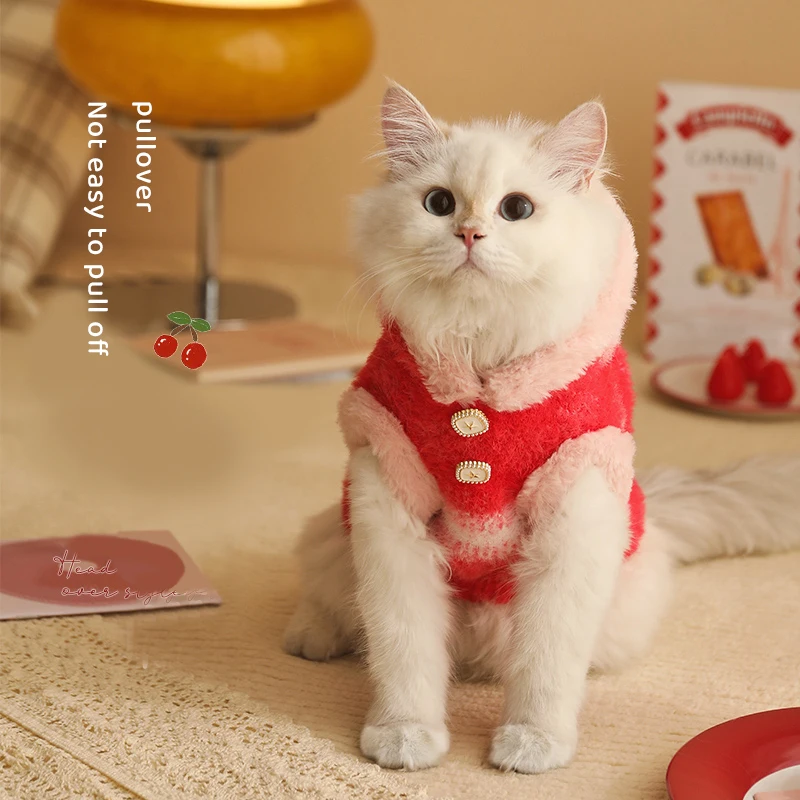 HOOPET-ropa navideña para gatos, otoño e invierno, antiderramamiento, gatito, mascota, perro pequeño, suéter de invierno, gatito, mascota, lindo y cálido - imagen 3