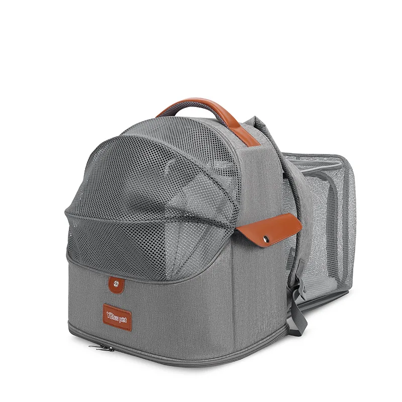 Mochila de tela Oxford para mascotas, suministros para gatos, bolsa para cachorros de malla transpirable expandible y duradera, bolsa para acampar - imagen 5