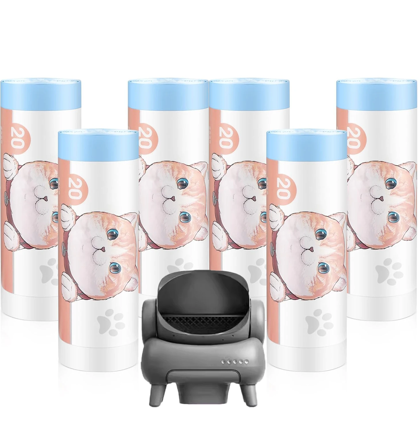 6 rollos de bolsas para excrementos de mascotas para Neakasa M1, inodoro inteligente para gatos, caja de arena para gatos, bolsa de basura con cordón, almacenamiento grueso, bolsas para excrementos de gatos