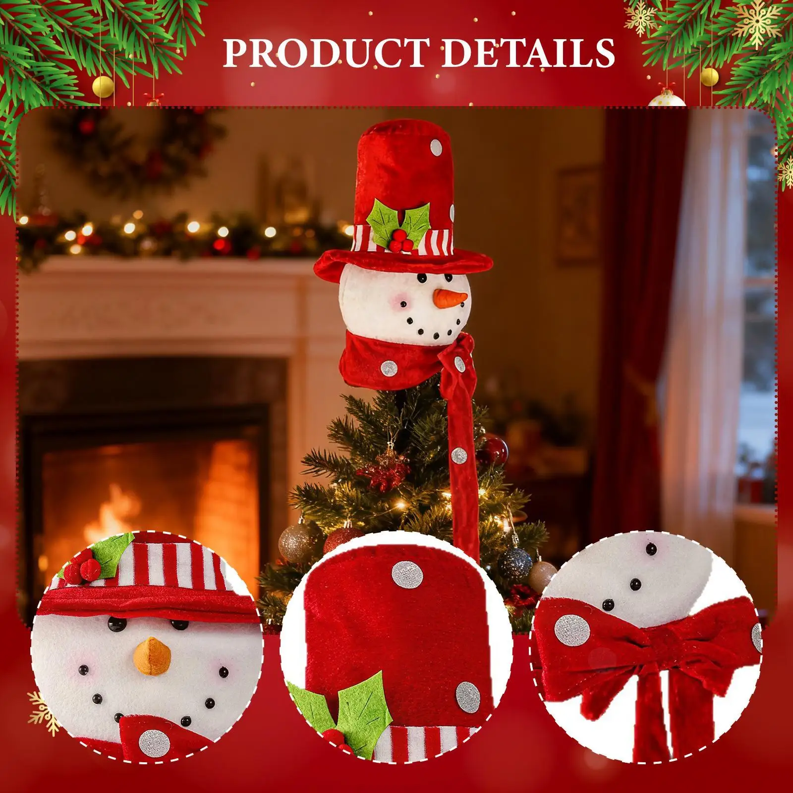 Sombrero de copa de árbol de Navidad, abrazador de muñeco de nieve, Navidad tradicional bonita de temporada para adornos de chimenea