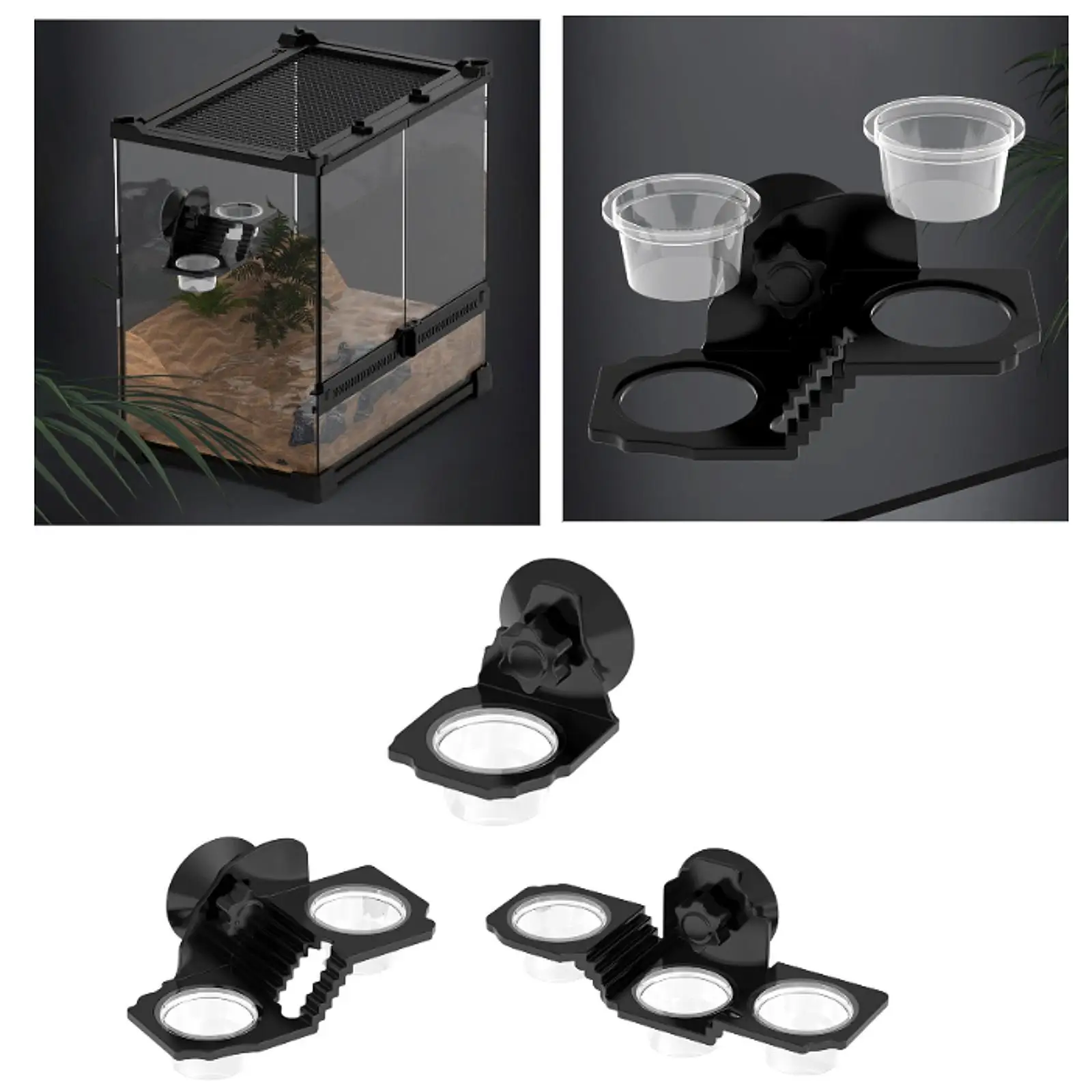 Reptile Feeder with Suction Cup Feeding Container for Bearded Dragon Gecko