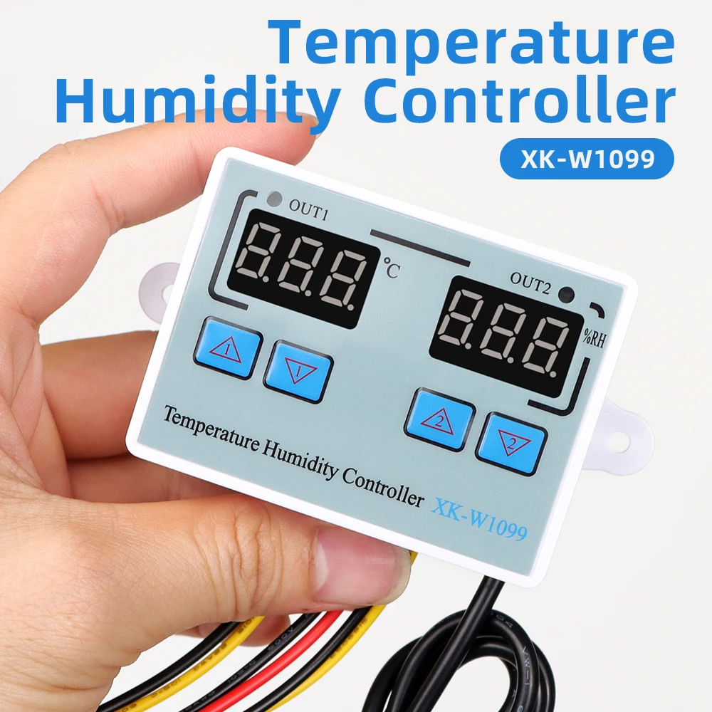 Controlador Digital de temperatura y humedad de 220V, pantalla LED Dual, termostato de calefacción eléctrica, regulador de incubadora de huevos y humedad - imagen 2