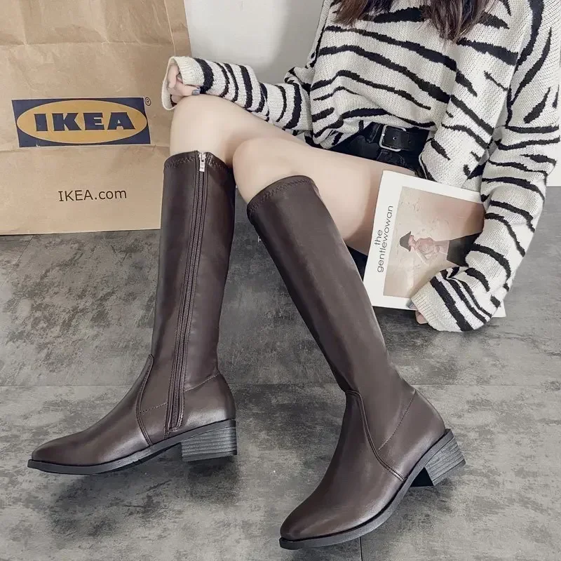 Botas blancas de invierno para Mujer, Botas sexis hasta la rodilla, botines elásticos a prueba de frío y cálidos, botines Chelsea Plus 2024 - imagen 2