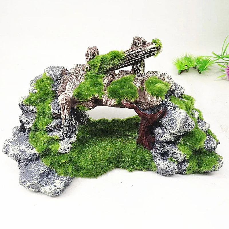 Adornos creativos para pecera con forma de rocalla de musgo, decoración de paisajismo, rocalla de resina para acuario, adornos artesanales para el hogar - imagen 5