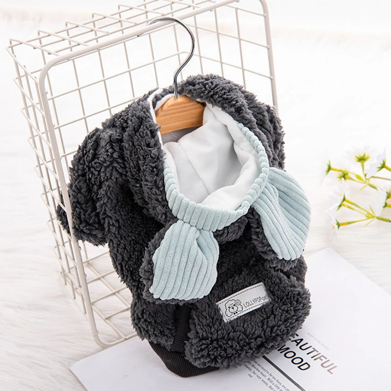 Ropa de otoño e invierno para cachorros, abrigo divertido con orejas de Animal para perros pequeños, ropa cálida para mascotas, chaqueta polar para Chihuahua y perro salchicha - imagen 5