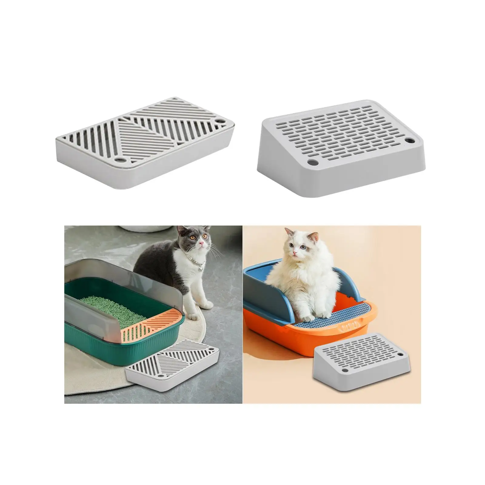 Tabla de pie para gatos, caja de arena, tamaño compacto, mantiene la habitación ordenada, reutilizable para bandeja de arena para gatos - imagen 3