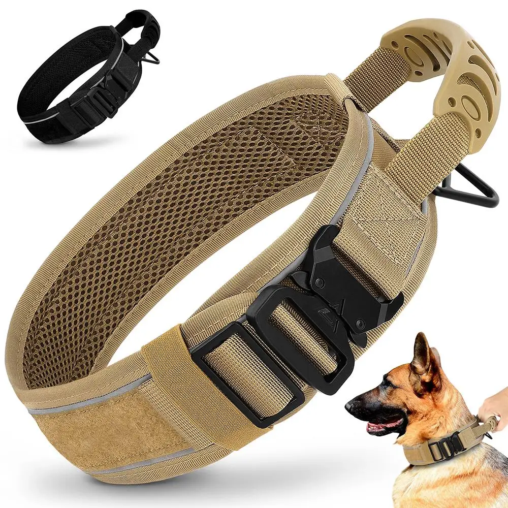 Collar táctico duradero para perro, Correa militar ajustable de nailon para perros medianos y grandes, Pastor Alemán, entrenamiento y caza
