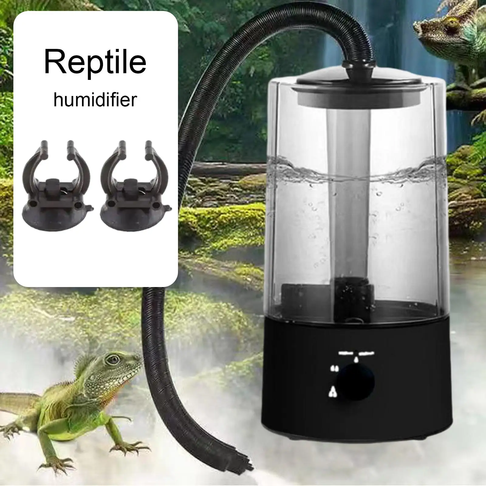 Reptile Fogger Humidifier Automatic Shutdown Prevents Dry Running Large Capacity for Turtle Chameleon Terrarium Fog Machine