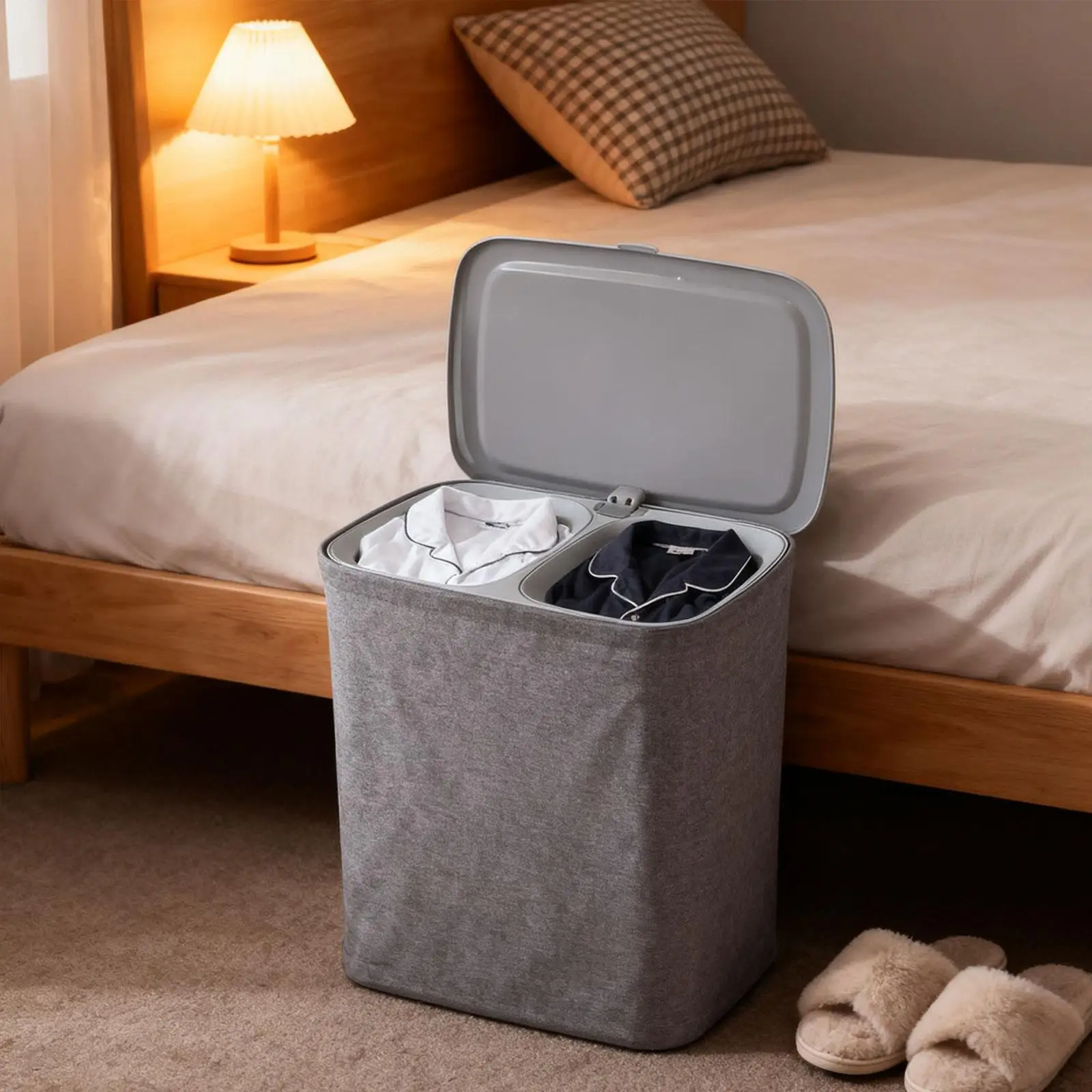 Cesta para la colada plegable con tapa y ruedas, cesta de almacenamiento, cesto para la colada para dormitorio - imagen 3