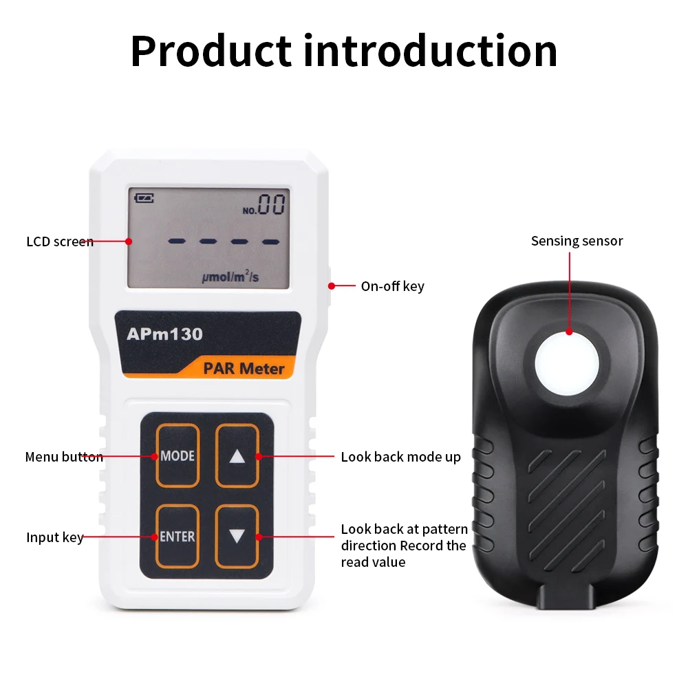 Medidor PAR Digital LCD APM130, medidor de energía de intensidad de luz portátil, Detector PPFD, probador de luz para plantas, invernadero hidropónico - imagen 5
