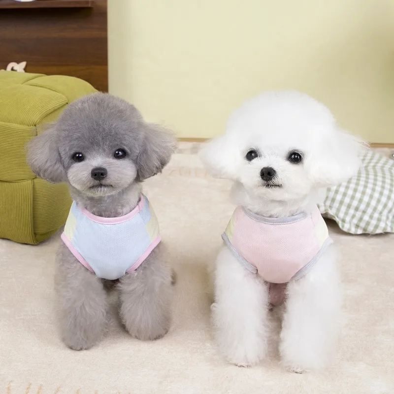 Chaleco para perro mascota, camiseta de algodón puro de color sólido para las cuatro estaciones, chaleco para perro en blanco, ropa grande y mediana para mascotas pequeñas, protector solar cálido - imagen 3