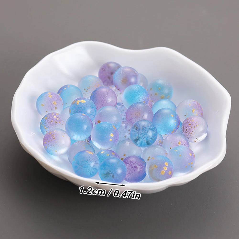 Juego de 10 Uds. De canicas de cristal estrelladas brillantes, decoración de paisaje para pecera, bolas de cristal para decoración de acuario de pecera dorada (sin agujeros) - imagen 3