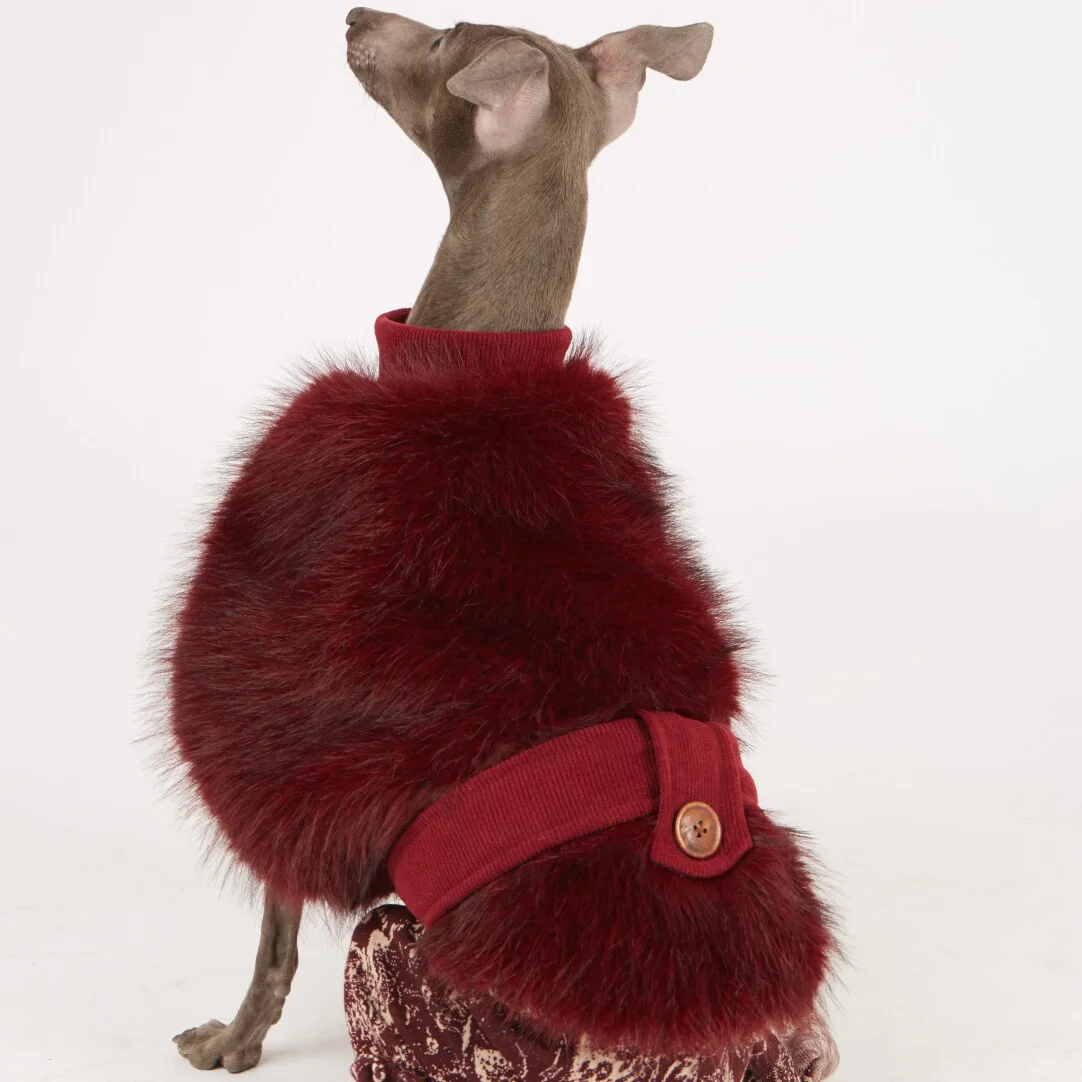 Abrigo de felpa roja para galgo italiano y whippet – Chaqueta invierno