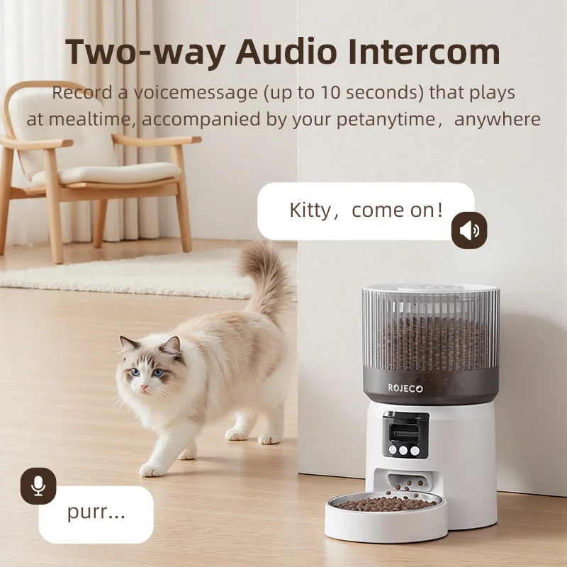 Comedero Automático ROJECO con Cámara para Perros y Gatos – WiFi/App - imagen 3