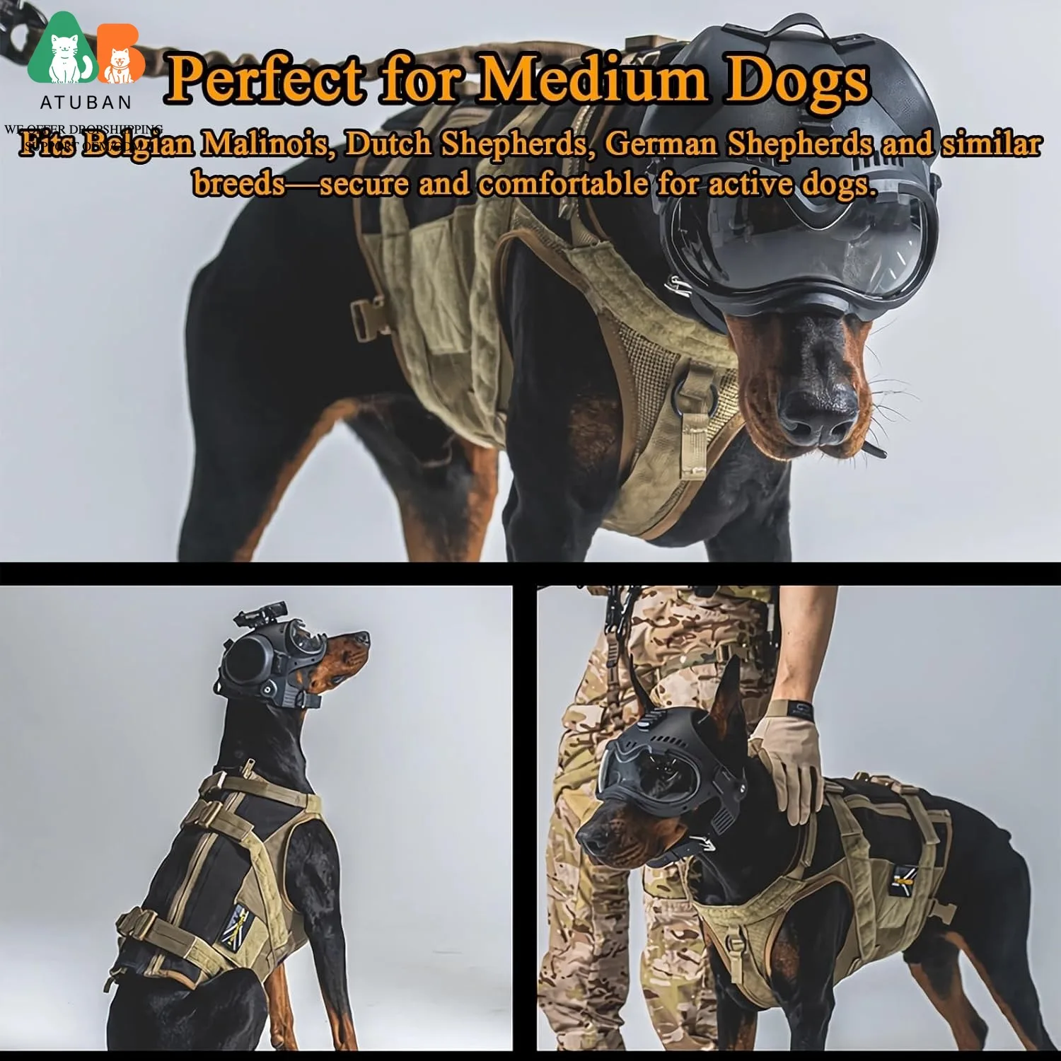 Casco para perros con protector de orejas – Pastor Alemán y Malinois - imagen 3