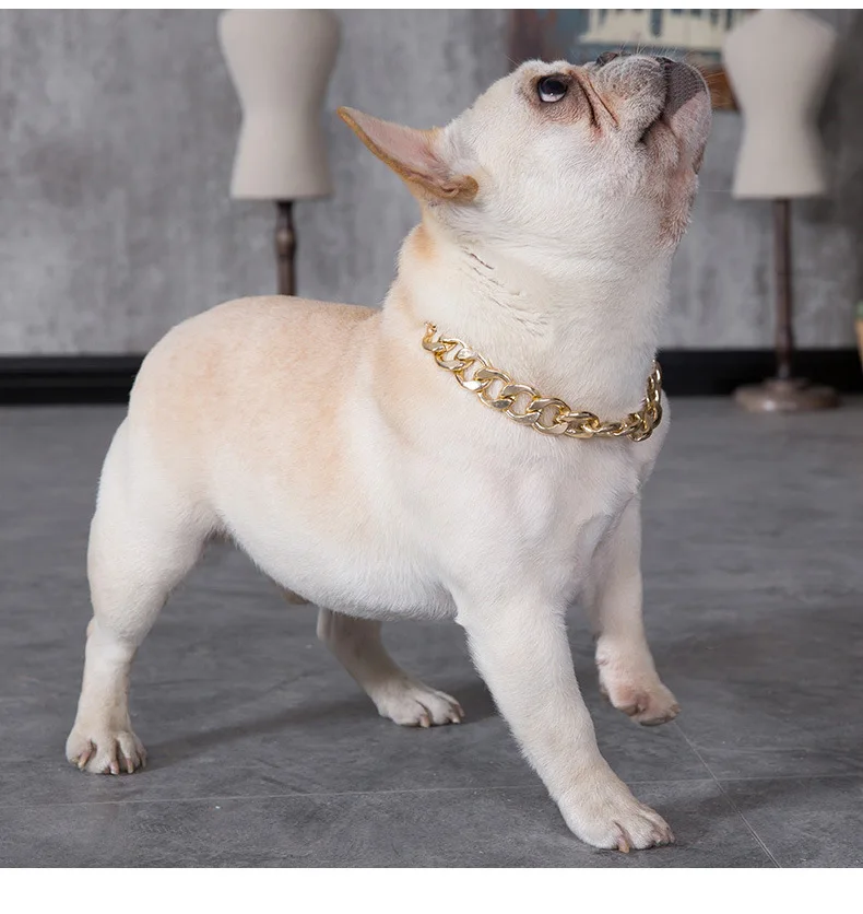 Collar de cadena para perros pequeños y medianos, Collar Pitbull Beagle Bulldog, plateado/chapado en oro, accesorios de joyería para mascotas - imagen 5
