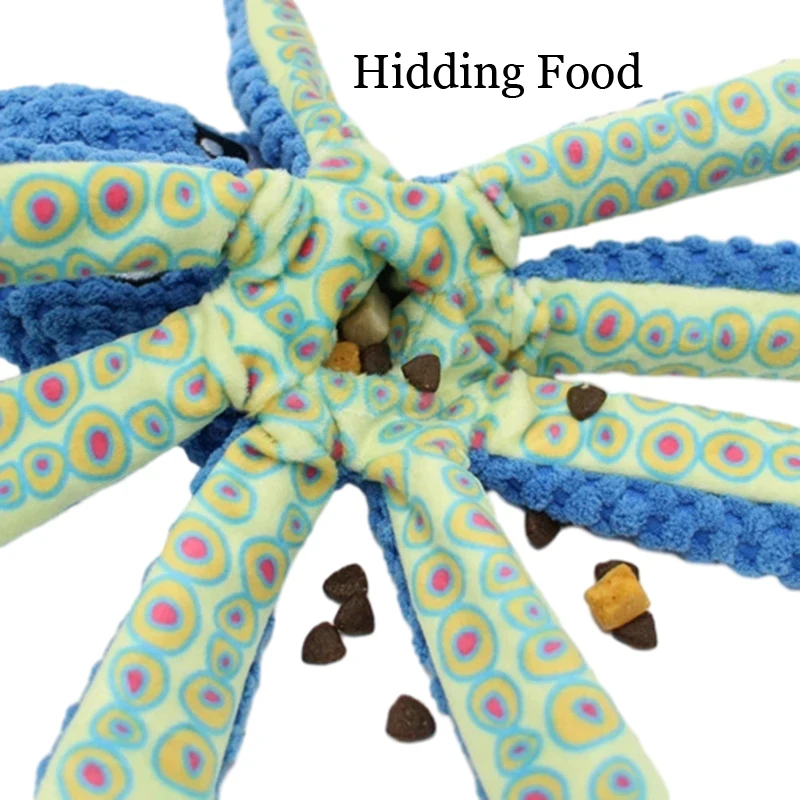 Juguete de peluche para mascotas para perros pequeños y grandes, rompecabezas de pulpo, juguete para chirrido, resistente a mordeduras, interactivo, limpieza de dientes de perro, suministros de juguetes para masticar - imagen 5