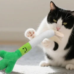 Juguete interactivo de peluche esponjoso para gatos con sonido, masticar simulado para gatitos, accesorio de entrenamiento interior para gatos