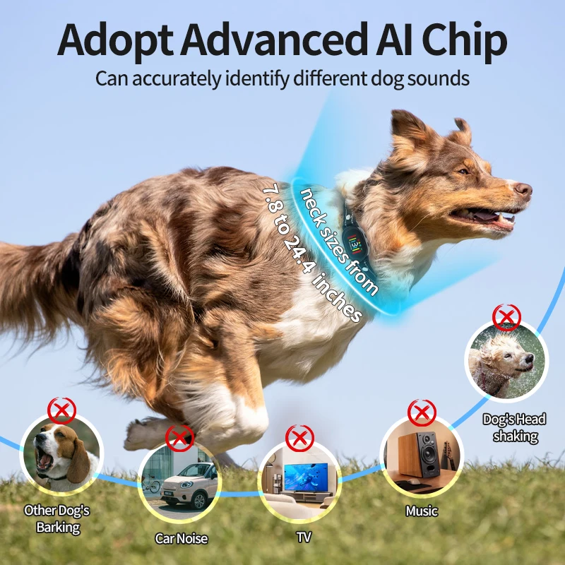 Collar de perro antiladridos automático inteligente tipo C recargable choque vibración parada Collar de entrenamiento de perro perros de todas las tallas - imagen 5
