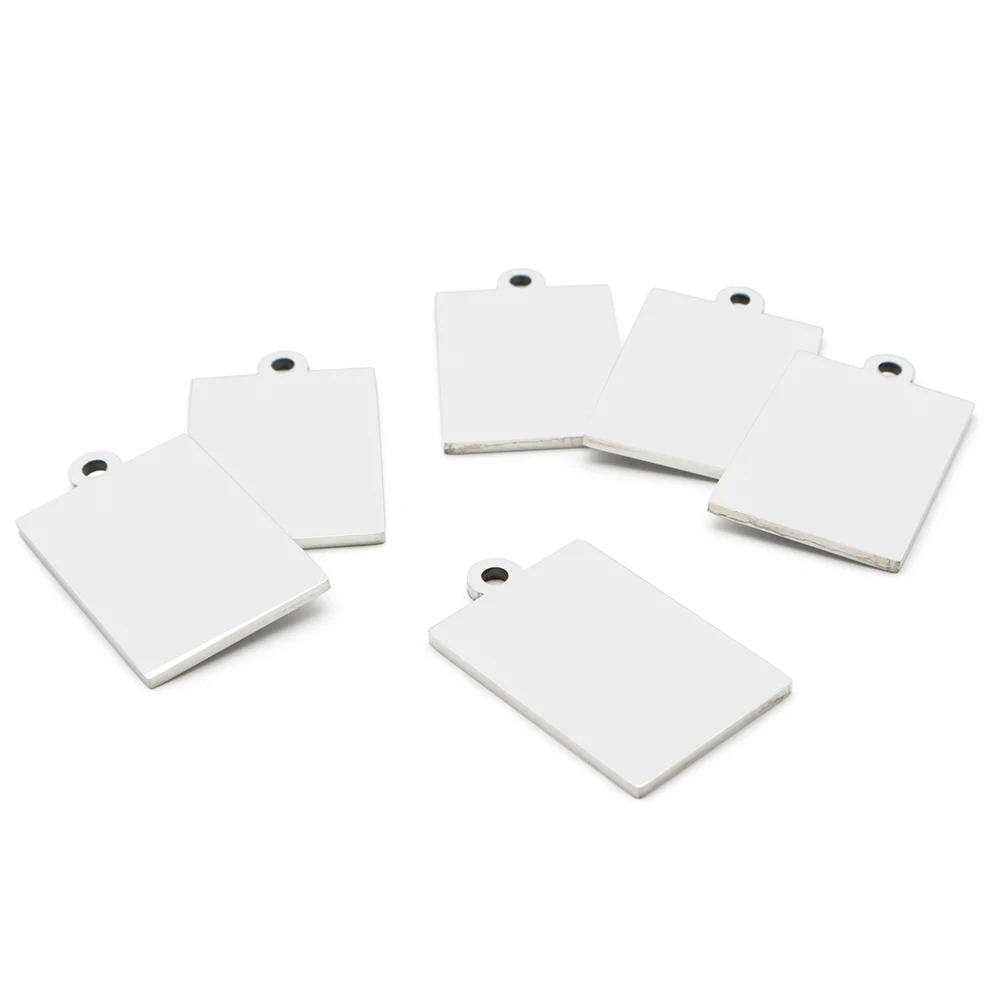 20 piezas cuadrado de acero inoxidable con grabado personalizado, medalla de identificación de perro, espejo de perro, placa lisa en blanco, collar, dijes, joyería artesanal - imagen 5