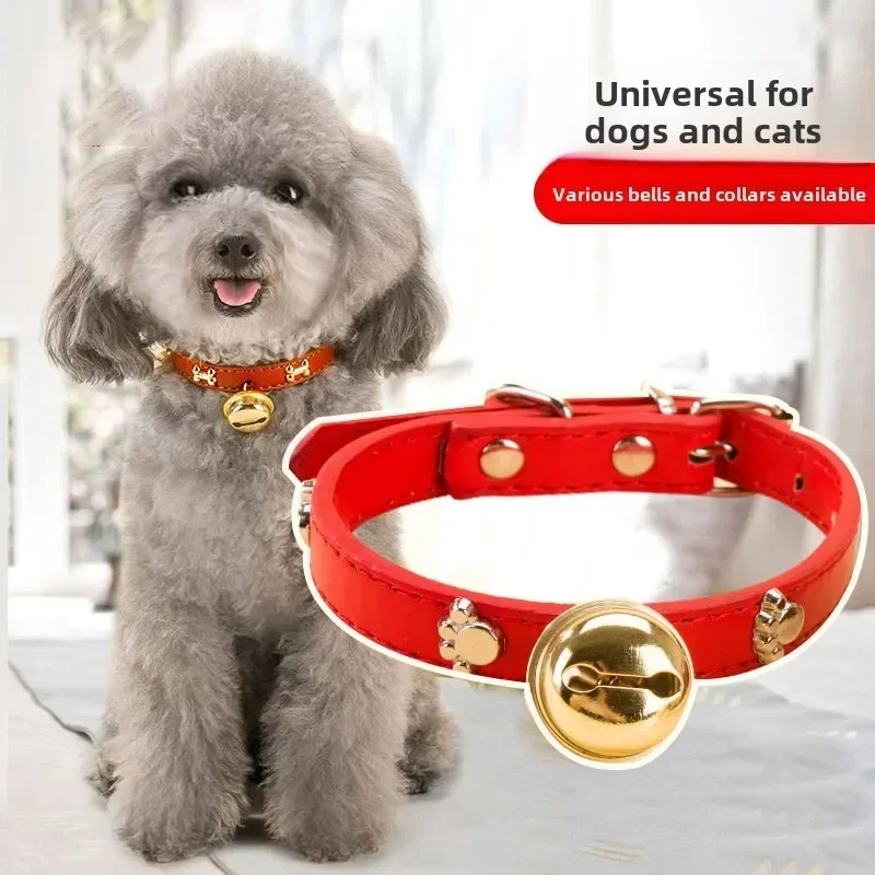 Collar para mascotas, campana con estampado de pata, campana de aleación de hueso, Collar para cachorros de peluche para perros pequeños, suministros para perros y gatos - imagen 2