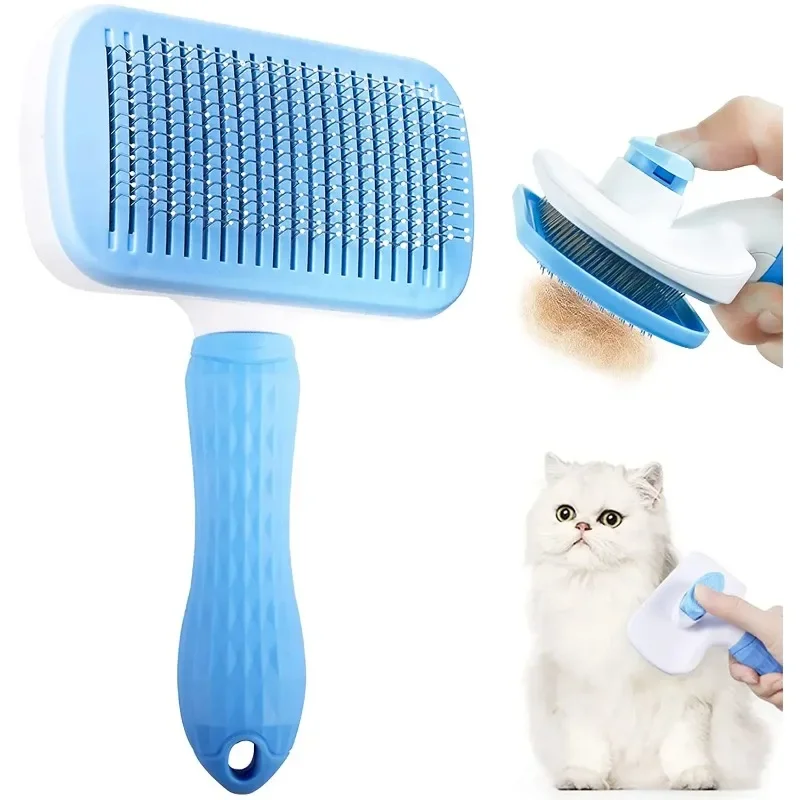 Cepillo removedor de pelo para perros y gatos, peine de aseo y cuidado de pelo largo para mascotas, elimina pelos, cepillo de baño de limpieza, suministros para perros - imagen 5