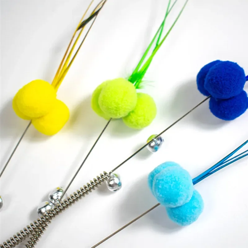 Juguete interactivo de alambre de acero para gatos, juguete de pluma divertido, palo de peluche, suministros para mascotas - imagen 4