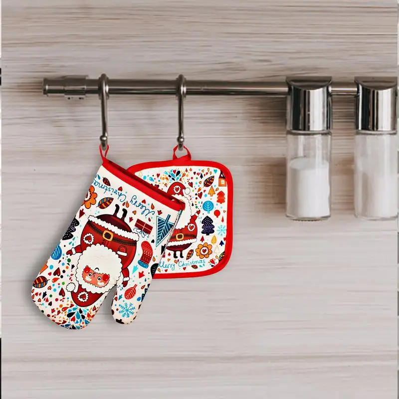Guantes de cocina anticalor, manoplas navideñas para microondas, agarradera, cocina, barbacoa, horno, microondas, 2 unidades por juego - imagen 2